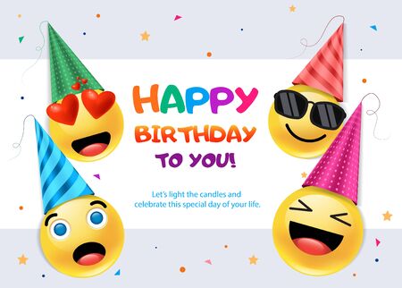Happy emoticons wishing you Happy Birthdayのイラスト素材