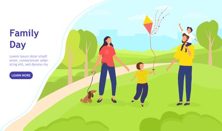 Family day in park illustration conceptのイラスト素材