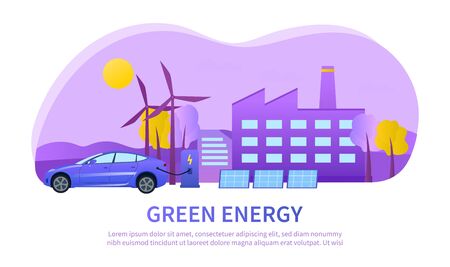 Urban green energy concept using wind turbinesのイラスト素材