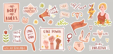 Feminism and body positive icons collectionのイラスト素材