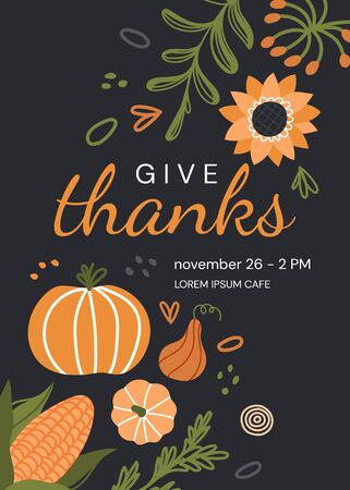 Thanks Giving celebration invitation - Give Thanksのイラスト素材