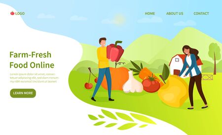 Farm Fresh Food Online conceptのイラスト素材