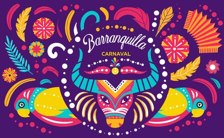 Colorful poster of Colombian Barranquilla Carnivalのイラスト素材