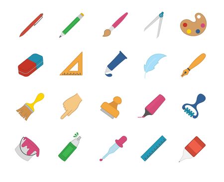 Large set of drawing and art iconsのイラスト素材