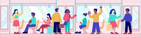 Public transport and commuting conceptのイラスト素材