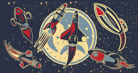 Space exploration concept with rocketsのイラスト素材