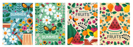 Four different colorful summer poster designs