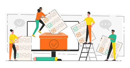 Online voting concept. Concept of democracy and community decisionsのイラスト素材