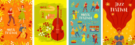 Set of four music festival invitation card templatesのイラスト素材