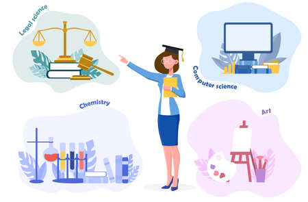 A young girl chooses a future professionのイラスト素材