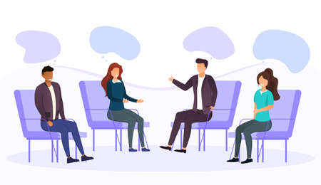 Group therapy addiction treatment conceptのイラスト素材