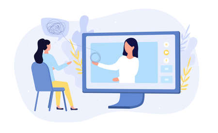 Online medical or psychological counsellingのイラスト素材