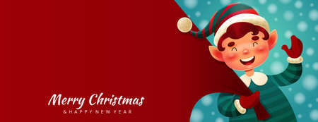 Colorful red Merry Christmas bannerのイラスト素材