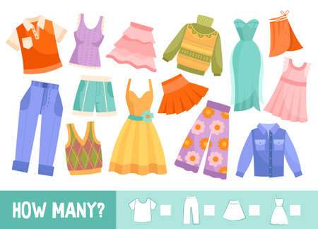 Colorful kids puzzle with clothing or garmentsのイラスト素材
