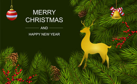 Christmas and New Year greeting card designのイラスト素材