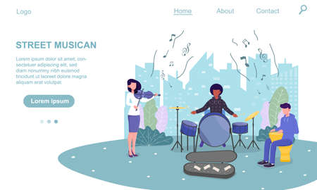 Vector illustration of street musicianのイラスト素材