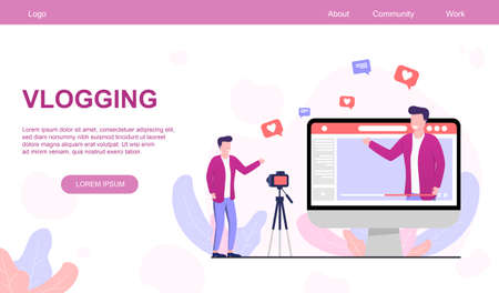 VLOGGING or video blogging web page templateのイラスト素材