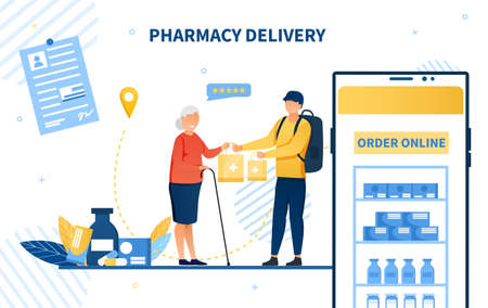 Concept of online pharmacy deliveryのイラスト素材