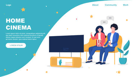 Vector illustration concept of home cinemaのイラスト素材