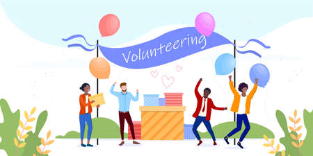 Vector illustration concept of volunteeringのイラスト素材