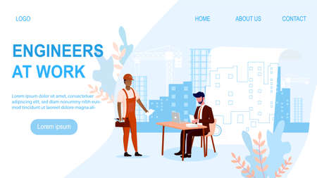 Vector illustration concept of engineer at workのイラスト素材