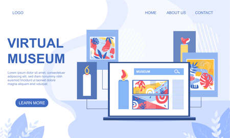 Virtual online museum conceptのイラスト素材