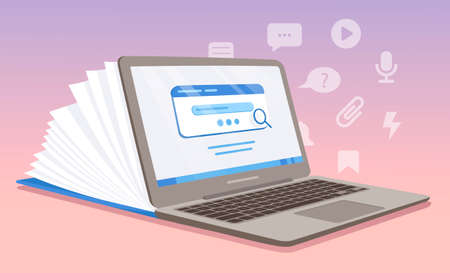 Digital laptop depicted as a notebookのイラスト素材