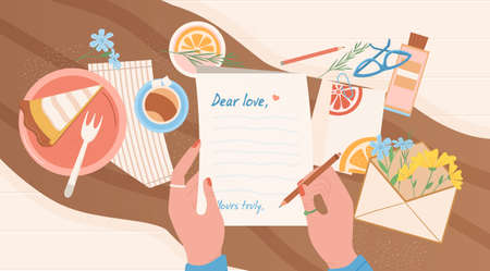 Person sitting writing a letterのイラスト素材