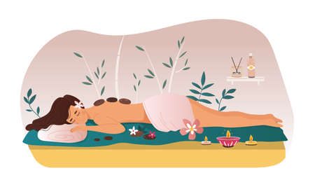 Woman enjoying a treatment at a spa or salonのイラスト素材