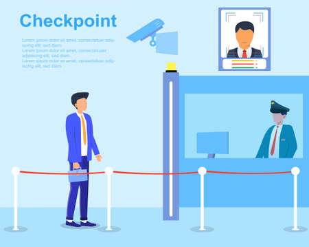 Security concept with check point and guard