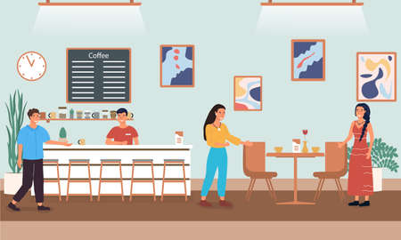 Customers in a coffee shopのイラスト素材
