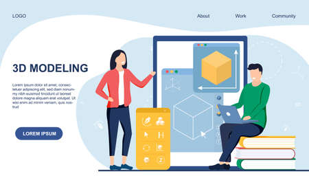 Webpage template for 3d modelingのイラスト素材