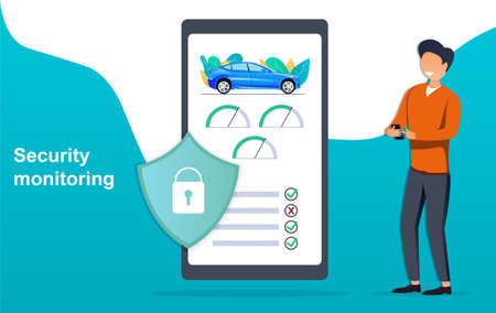 Digital automobile security monitoring appのイラスト素材