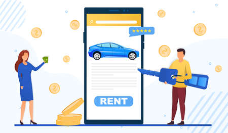 Mobile app for renting a car onlineのイラスト素材