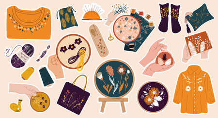 Collection of sewing and needlework stickers