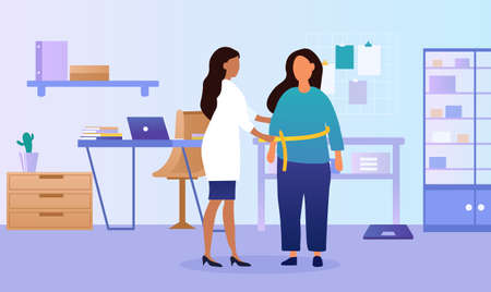Patient consulting with a doctor over obesityのイラスト素材