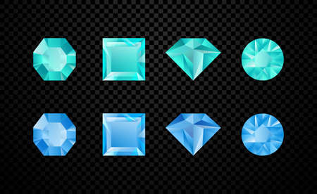 Set of eight different faceted gemstonesのイラスト素材
