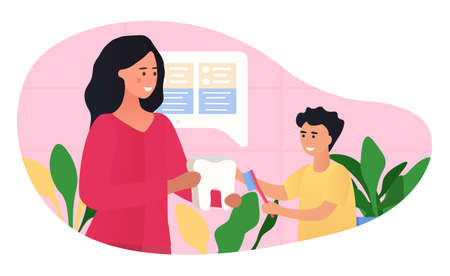 Paediatric dentistry with child and dentistのイラスト素材