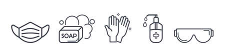 Set of five virus protection icons for Covid-19のイラスト素材