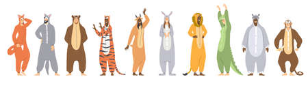 Set of Kigurumi or animal costume for kidsのイラスト素材