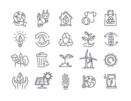 Fresh blue, yellow and green ecology iconsのイラスト素材