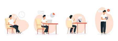 Set of four activities enjoyed by a manのイラスト素材