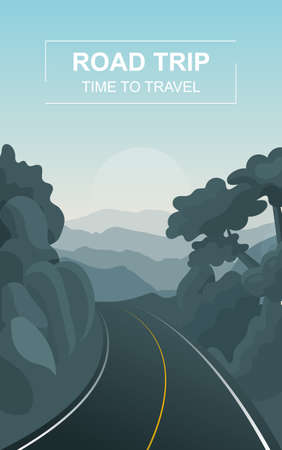 Road trip or travel concept with open roadのイラスト素材