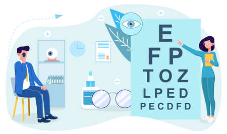 Ophthalmologist conducting an eye testのイラスト素材
