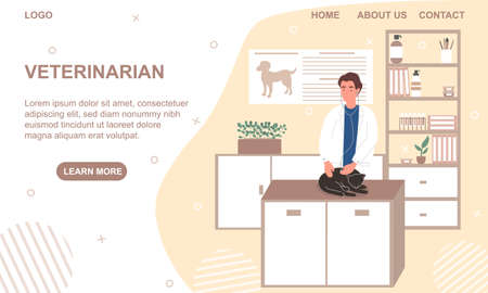 Veterinarian examining a sick black catのイラスト素材