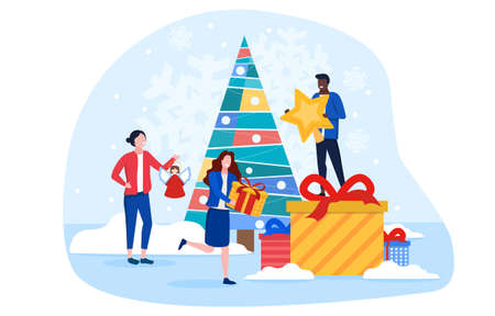 Christmas decorations concept with a groupのイラスト素材