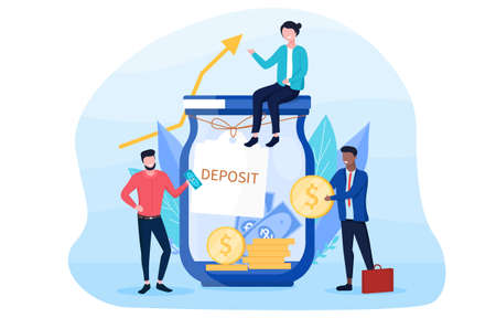 Savings concept with people sittingのイラスト素材