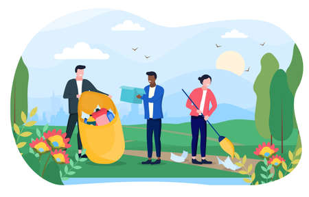 Environmental concept with a group of diverse peopleのイラスト素材
