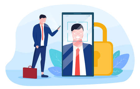 Face recognition conceptのイラスト素材
