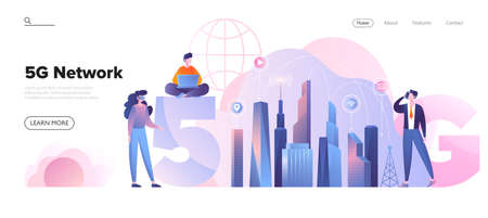 5G network concept in city environmentのイラスト素材